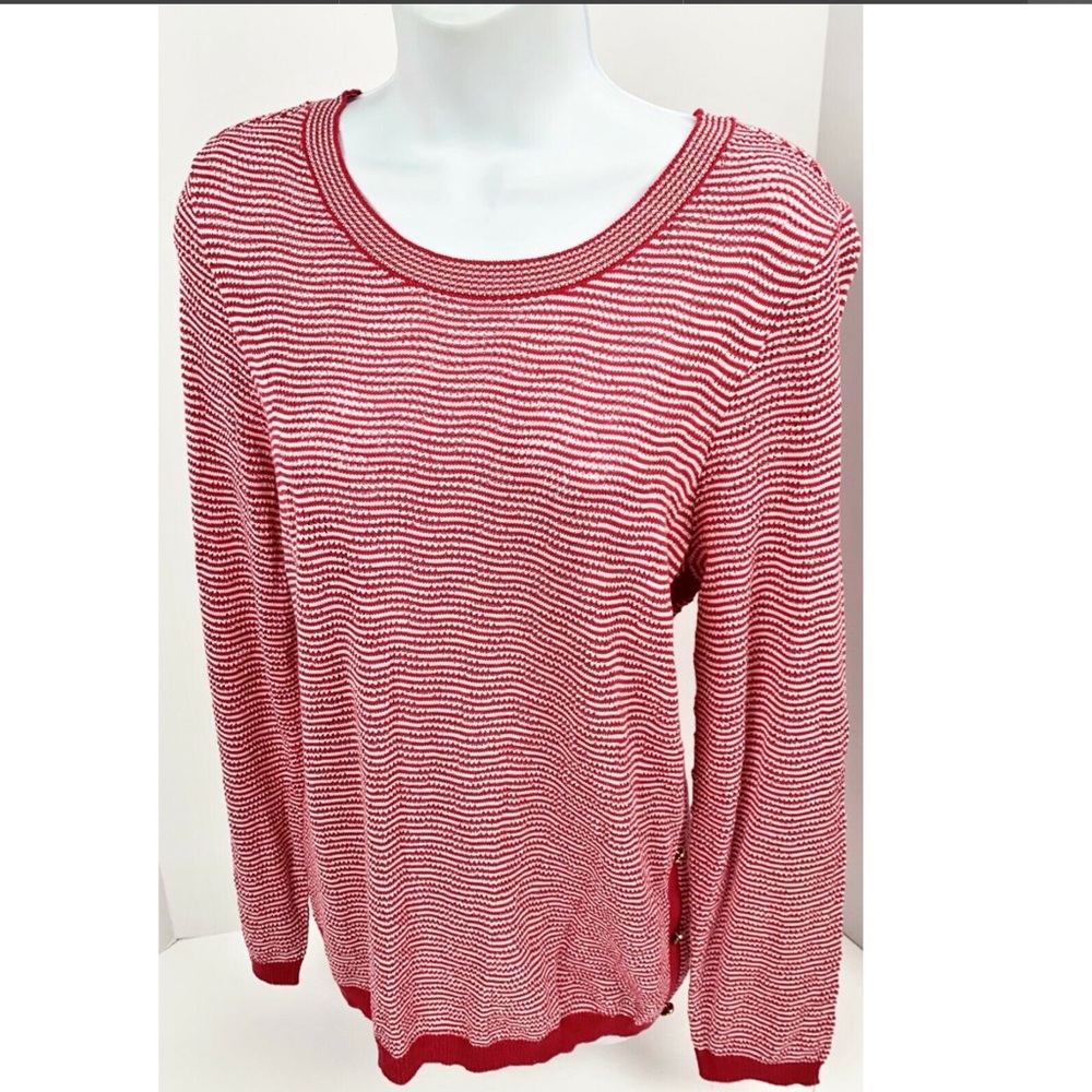 Cathy Daniels Red and White knit Top